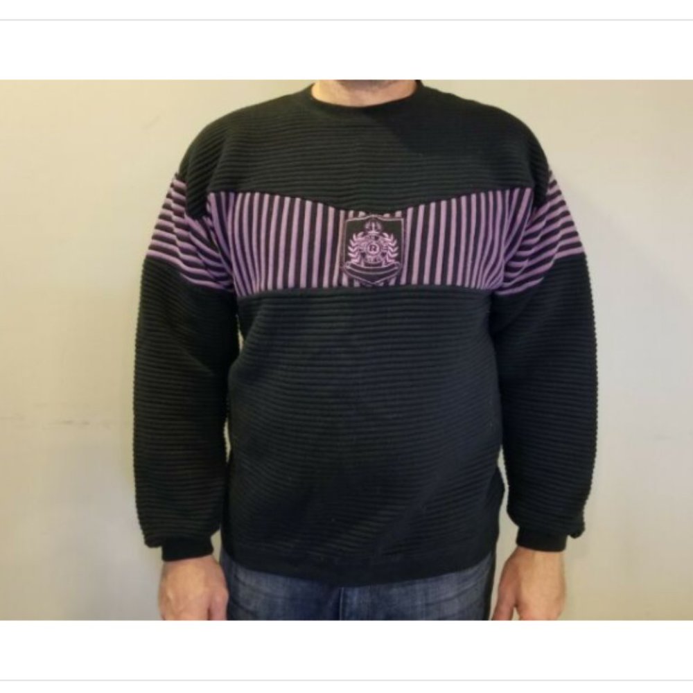 Vtg 90s Riccardo Crest Logo Sweatshirt Ribbed